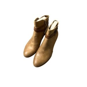 Kim Rogers Womens Tan Ankle Boots Memory Foam Side Zip Stacked Heel Booties NWT